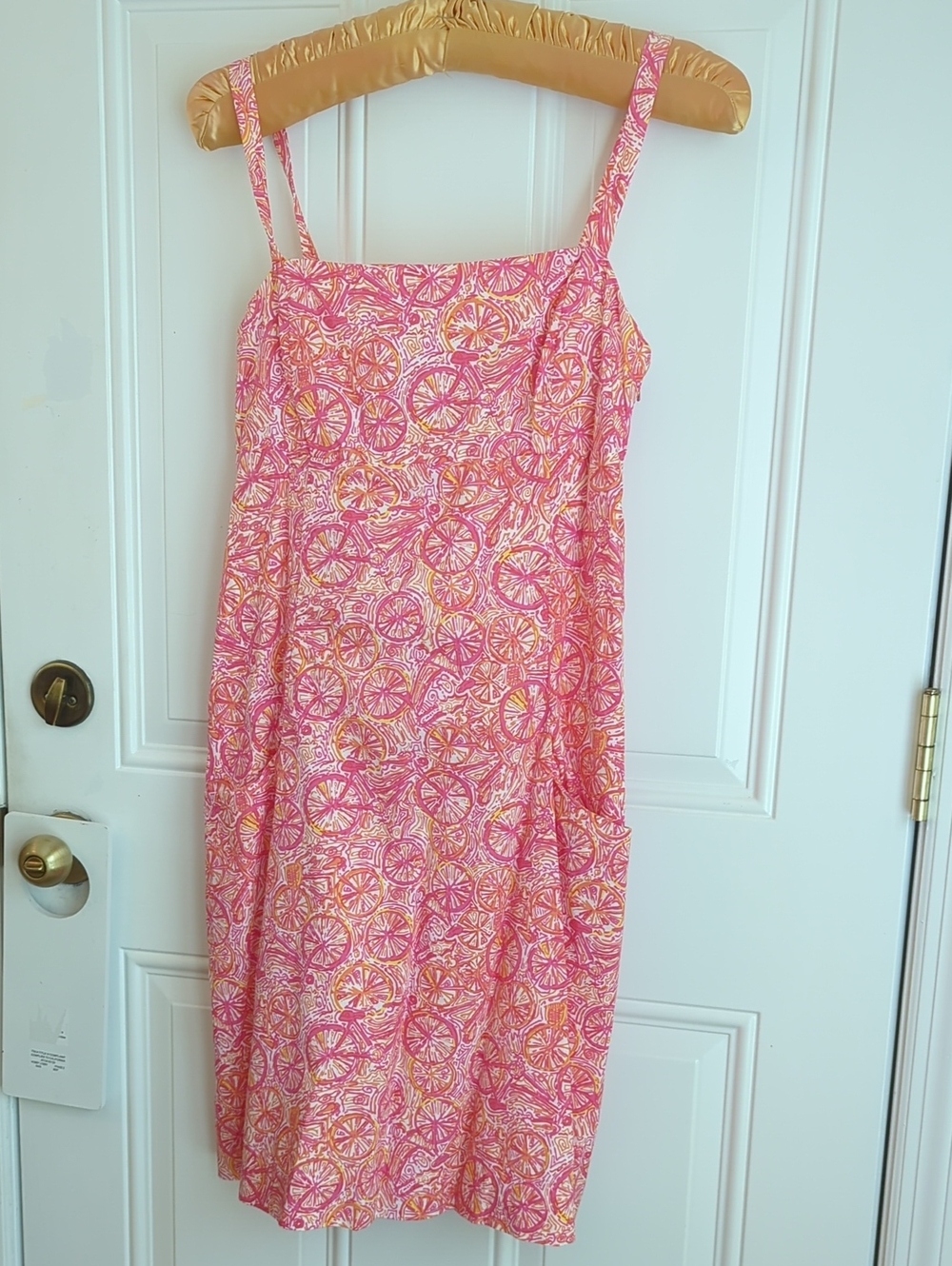 Lilly Pulitzer Hotty Pink Ten Speed Print Spaghetti Strap Shift. Size 10.